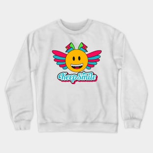 Keep smiling and Rainbow wings emoji Crewneck Sweatshirt